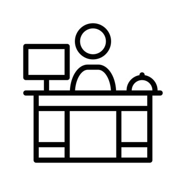 Resepsiyon servisi simgesi. Otel sembolü dairesi. Web sitesi, logo, uygulama, şablon ve UI tasarımı için uygundur.