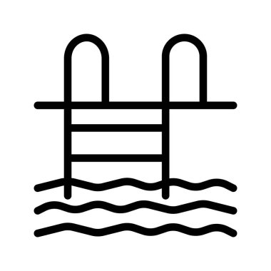 Yüzme havuzu ikonu. Çizgi çizimi. Web sitesi, logo, uygulama, şablon ve UI tasarımı için uygun.