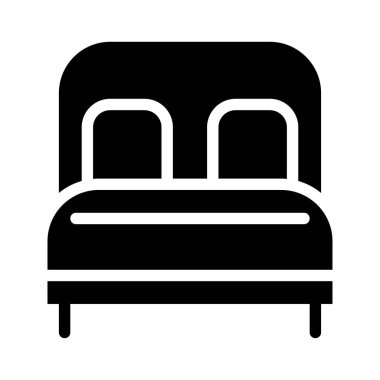 Yatak odası simgesi. Otel tuvaleti sembolleri grafik tasarımı. Vektör illüstrasyonu.