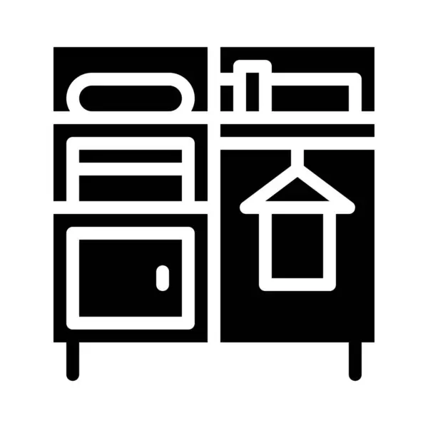 Dolap katı simgesi. Otel kostüm sembolü logo grafik tasarımı. Vektör illüstrasyonu.