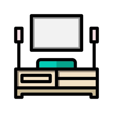 Eğlence dairesi ikonu. Düzenlenebilir ev sinema ve ses sistemi sembolleri. Vektör Resimleri.