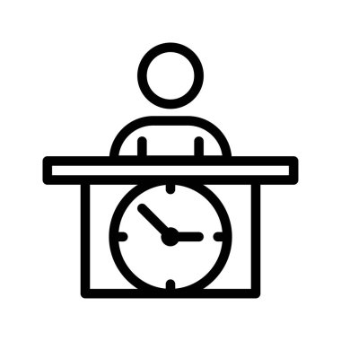 Ders zamanı ikonu. Düz simgeli duvar saati. Vektör Resimleri.