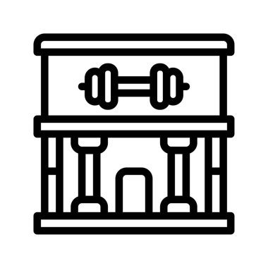 Spor salonu düz ikonu. Spor tesisi simgeleri, web siteleri, UI ve mobil uygulamalar için kullanılabilir. Vektör İllüstrasyonu.