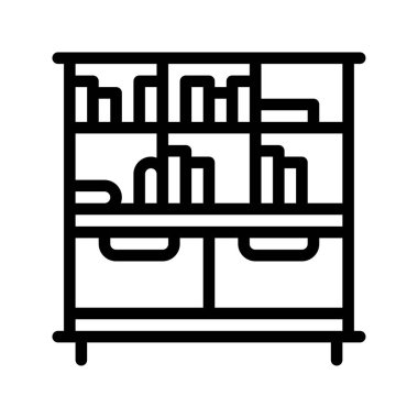 Kitap rafı simgesi. Öğrenci kütüphanesi dolabı. Web siteleri, UI ve mobil uygulamalar için kullanılabilir. Vektör Resimleri.