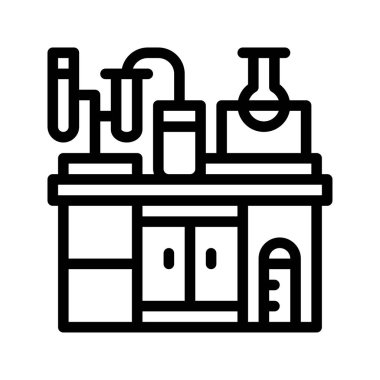 Laboratuvar çizgisi simgesi. Laboratuvar araştırma araçları simgeleri. Web siteleri, UI ve mobil uygulamalar için kullanılabilir. Vektör Resimleri.