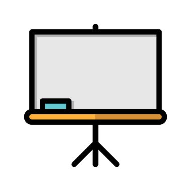 Beyaz tahta renkli çizgi simgesi. Sunum tahtası, karatahta, eğitim, düz simgeler. Web siteleri, UI ve mobil uygulamalar için uygundur.