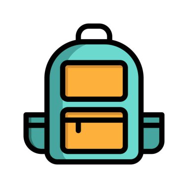 Sırt çantası renk çizgisi simgesi. Okula geri dönmek, seyahat çantası, okul ekipmanları düz ikonlar. Web siteleri, UI ve mobil uygulamalar için uygundur.
