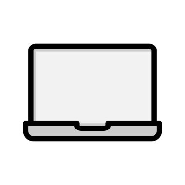 Dizüstü bilgisayarın renkli çizgi simgesi. Bilgisayar teknolojisi, not defterleri düz simgeler. Web siteleri, UI ve mobil uygulamalar için uygundur.