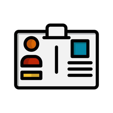 Kimlik kartı çizgisel simgesi. Öğrenci erişimi, üniversite kimliği, işçi imzası düz simgeler. Web siteleri, UI ve mobil uygulamalar için uygundur.
