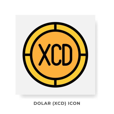 Dollar XCD Currency Icon. Caribbean Financial Symbol Flat Icons, in golden color Graphic Design. Vector Illustrations. clipart