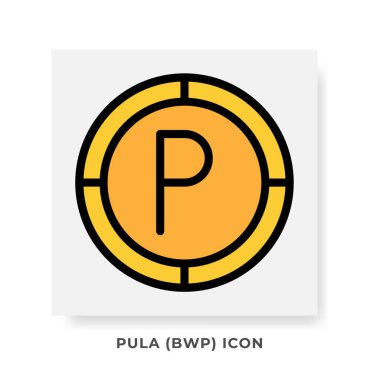 Pula BWP Para Birimi Simgesi. Botswana Finansal Sembol Düz Simgeler, Warna Keemasa Grafik Tasarımı. Vektör İllüstrasyonu.