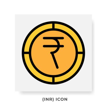 Rupi INR Para Birimi Simgesi. Hindistan Finansal Sembol Düz Simgeleri, Altın Renk Grafik Tasarımı. Vektör Resimleri.