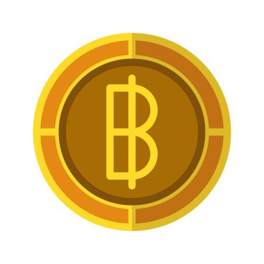 Baht madeni para ikonu. Altın rengi olan düz para birimi simgeleri, Tayland para sembolleri. Vektör Resimleri.