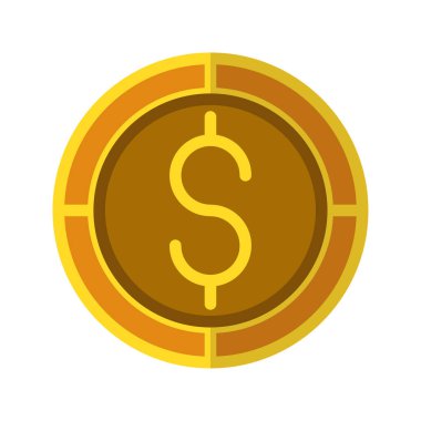 Dolar madeni para ikonu. Amerikan parasının sembolü olan altın renkli döviz simgeleri. Vektör Resimleri.