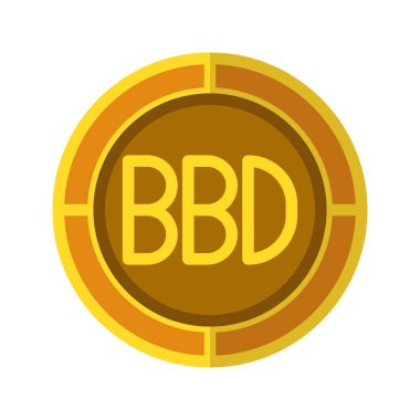 Dolar madeni para ikonu. Barbados parasının sembolü olan altın renkli döviz simgeleri. Vektör Resimleri.