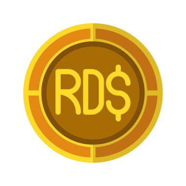 Peso madeni para ikonu. Dominik Cumhuriyeti 'nin para sembolü, altın renkli döviz simgeleri. Vektör Resimleri.