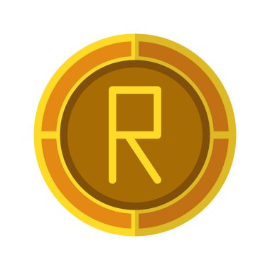 Rand madeni para ikonu. Afrika parasının sembolü olan altın renkli döviz simgeleri. Vektör Resimleri.