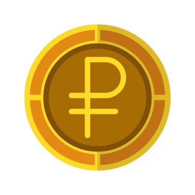 Ruble madeni para ikonu. Altın renkli döviz simgeleri, Rus parasının sembolü. Vektör Resimleri.