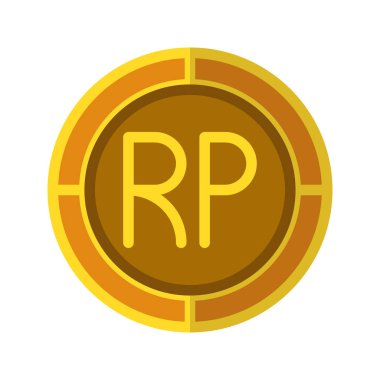 Rupiah madeni para ikonu. Altın renkli düz para birimi simgeleri, Endonezya parasının sembolü. Vektör Resimleri.