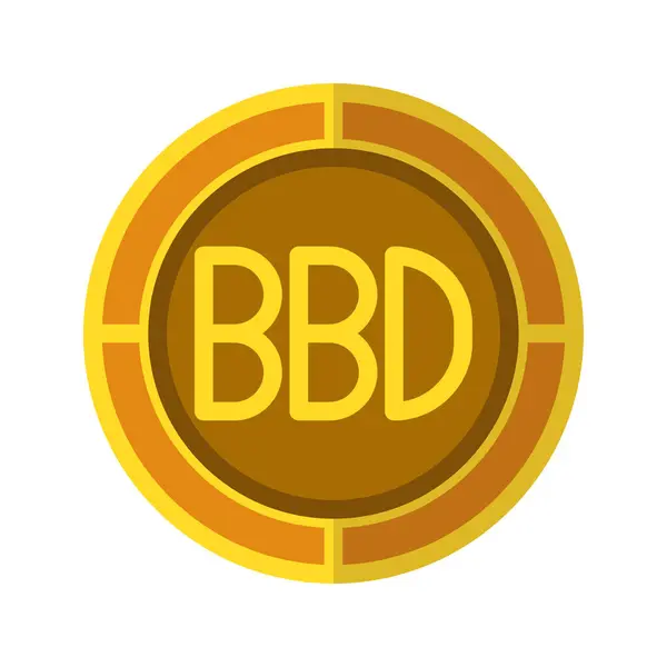Dolar madeni para ikonu. Barbados parasının sembolü olan altın renkli döviz simgeleri. Vektör Resimleri.