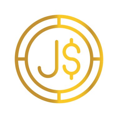 Para birimi Altın Jamaika Doları Para, Finans ve İş için bir tasarım sembolü olarak kullanılabilir. bir gradyan dolgu tasarımı ile.