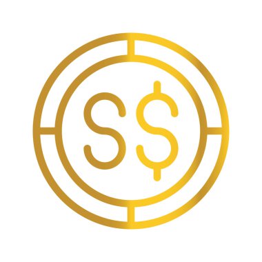 Singapur para birimi altın sikkesi para, finans ve iş için bir tasarım sembolü olarak kullanılabilir. bir gradyan dolgu tasarımı ile.