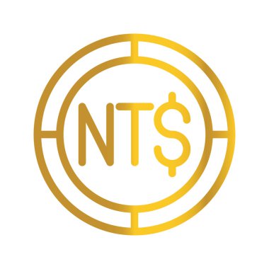 Para birimi Tayvan Doları altın sikkesi, Para, Finans ve İş için sembol tasarımı olarak kullanılabilir. bir gradyan dolgu tasarımı ile.