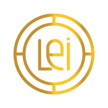 Romen para birimi lei altın sikkesi Para, Finans ve işletme için bir tasarım sembolü olarak kullanılabilir. bir gradyan dolgu tasarımı ile.