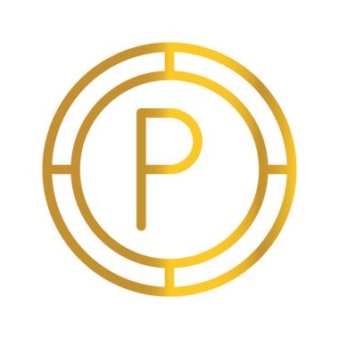 Botswana 'nın para birimi para, finans ve iş için bir tasarım sembolü olarak kullanılabilen altın sikkedir. bir gradyan dolgu tasarımı ile.