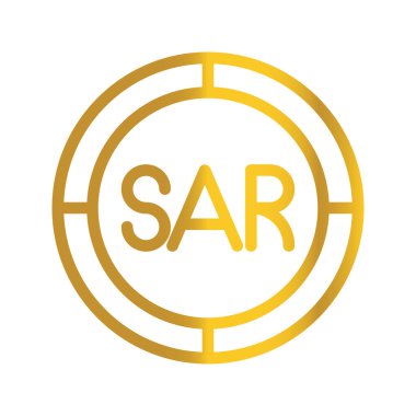 Arap para birimi, riyal altın sikke, para, finans ve iş için bir tasarım sembolü olarak kullanılabilir. bir gradyan dolgu tasarımı ile.