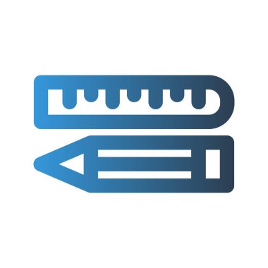 Cetvel ve kalem taslak simgesi. Arayüzler, web siteleri, UI ve mobil uygulamalar için uygun renkler ile.