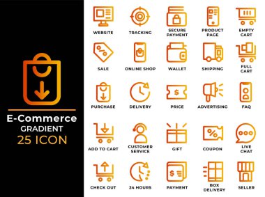 Ecommerce gradient outline icons collection. can be used for website interfaces, mobile applications and software clipart