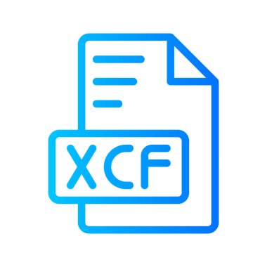 Xcf Document file picture gradient icon. format file type icons symbol, Extension, type data, vector illustration. clipart