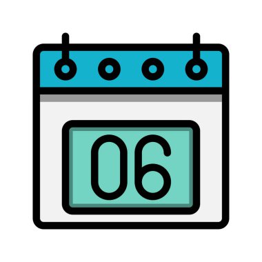 Takvim 6th tarih renk doğrusal simgesi. zaman, etkinlik, program ve iş simgeleri. Web siteleri, UI, arayüzler ve mobil uygulamalar için uygundur.