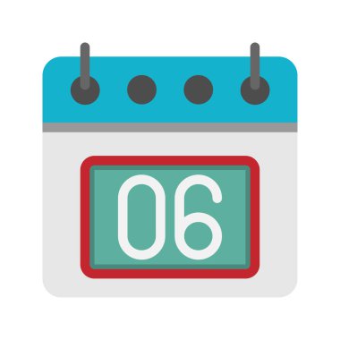 6. tarih düz simgesi olan günlük takvim. Web sitesi, ui ve mobil uygulama için kullanılabilir.