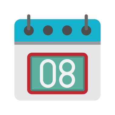8. tarih düz simgesi olan günlük takvim. Web sitesi, ui ve mobil uygulama için kullanılabilir.