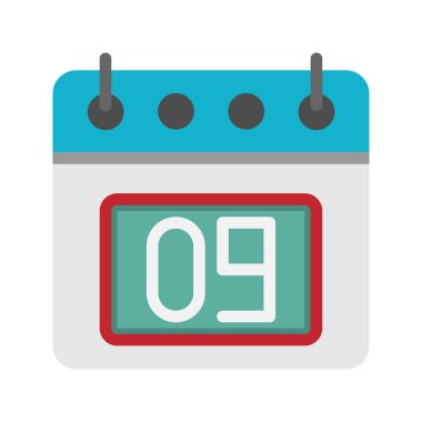 9. tarih düz simgesi olan günlük takvim. Web sitesi, ui ve mobil uygulama için kullanılabilir.