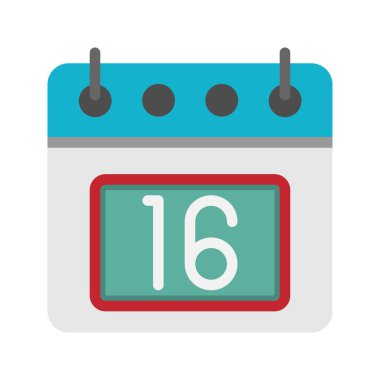 16. tarih düz simgesi olan günlük takvim. Web sitesi, ui ve mobil uygulama için kullanılabilir.