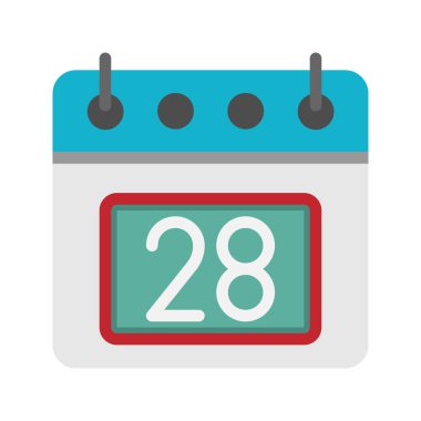 28. Gün düz simgesi olan günlük takvim. Web sitesi, ui ve mobil uygulama için kullanılabilir.