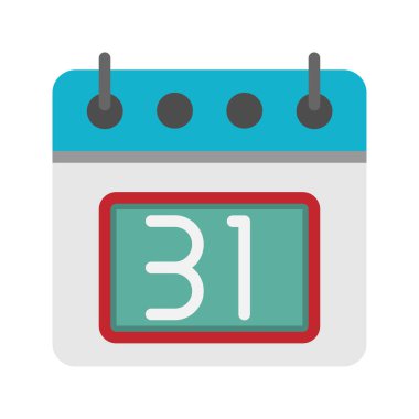 31. buluşmanın düz simgesi olan günlük takvim. Web sitesi, ui ve mobil uygulama için kullanılabilir.