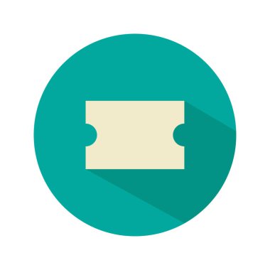 Bilet ya da kupon düz simgesi. Semboller iş sineması, tiyatro, itiraf, koltuk. Vektör illüstratörü.