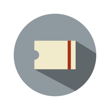 Bilet yassı simgesi. İş sembolleri, satış, etiket, etiket, indirim. Gri bir geçmişi var. Vektör illüstratörü.