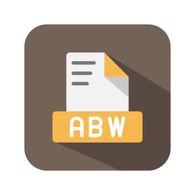 Abw text file format flat icon. symbol document files type. Can be used for websites, software, UI and mobile apps. clipart