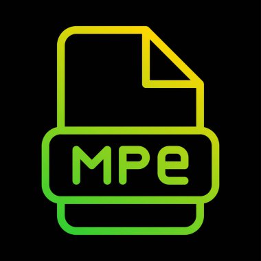 Mpe file type icon. with an outline gradient design. Can be used for multimedia files. vector illustration. clipart