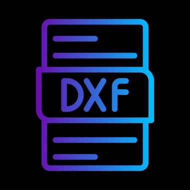 Dxf dosya biçimi belge gradyan simgesi. mobil ve web sitesi simgeleri için dosya uzantısı. vektör illüstrasyonu.
