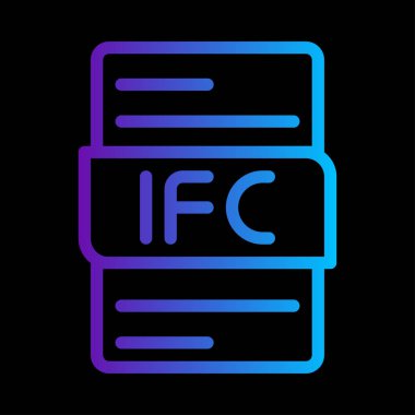 Ifc dosya tipi gradyan simgesi. uzantı, belge, dosya biçimi simgeleri. vektör illüstrasyonu.