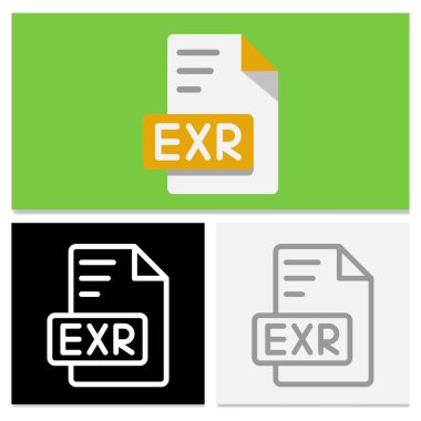 Exr document file format. set of file format flat icons for various platforms. Can be used for websites, UI and interfaces. clipart