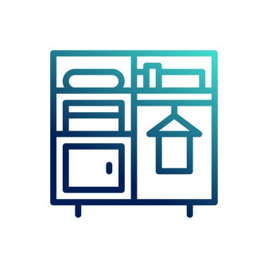 Giysi dolabı simgeleri. Taslak biçimli ve eğimli renklerle. sembol logosu illüstrasyonu.