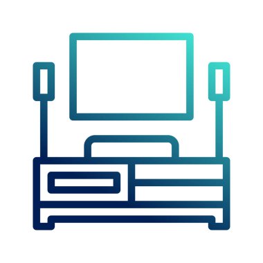 Ev sinema ikonları. eğlence, tatiller, aile evi, ana hatları ve renkleri farklı. sembol logosu illüstrasyonu.