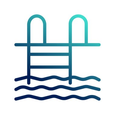 Yüzme havuzu ikonları. Gradyan ana hat biçimi ile web siteleri, UI, mobil uygulamalar için kullanılabilir.